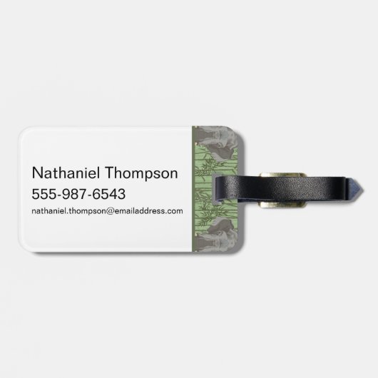 Het witte Lotus Majestic Elephants patroon Bagagelabel (Achterkant horizontaal)