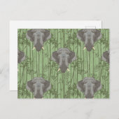 Het witte Lotus Majestic Elephants patroon Briefkaart (Voorkant / Achterkant)