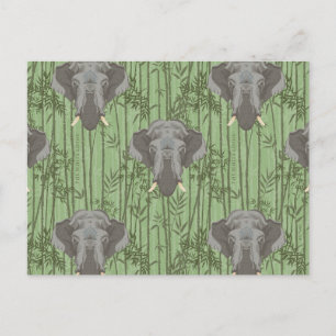Het witte Lotus Majestic Elephants patroon Briefkaart