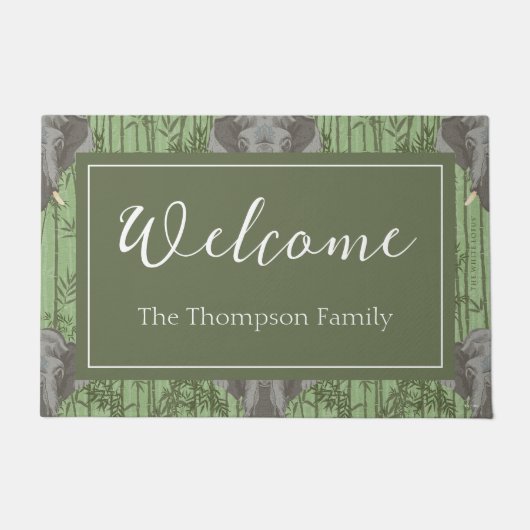 Het witte Lotus Majestic Elephants patroon Deurmat (Voorkant)