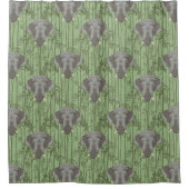 Het witte Lotus Majestic Elephants patroon Douchegordijn (Voorkant)