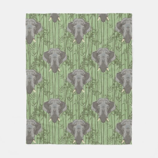 Het witte Lotus Majestic Elephants patroon Fleece Deken (Voorkant)