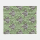 Het witte Lotus Majestic Elephants patroon Fleece Deken (Voorkant (Horizontaal))