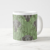 Het witte Lotus Majestic Elephants patroon Grote Koffiekop (Voorkant rechts)