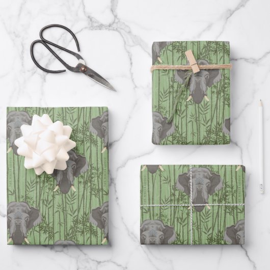 Het witte Lotus Majestic Elephants patroon Inpakpapier Vel (Voorkant)