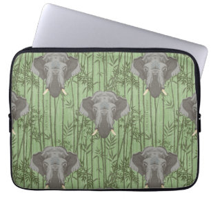 Het witte Lotus Majestic Elephants patroon Laptop Sleeve