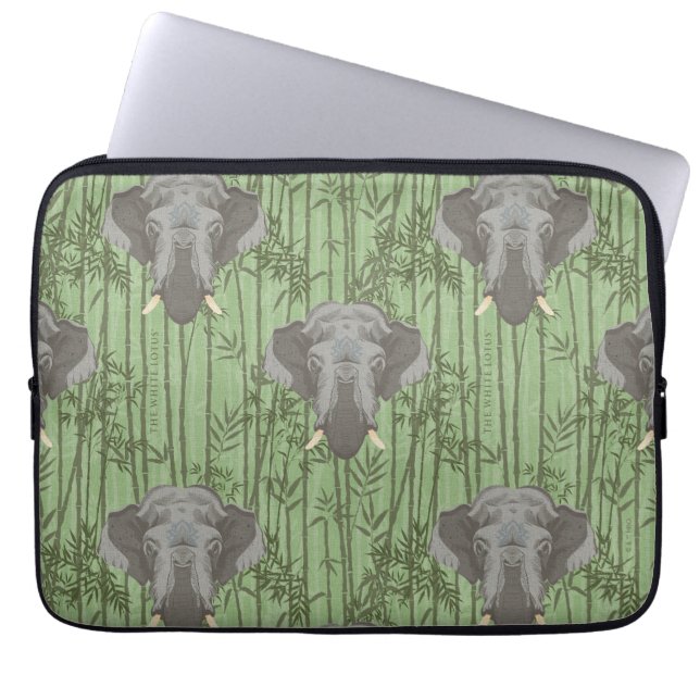 Het witte Lotus Majestic Elephants patroon Laptop Sleeve (Voorkant)