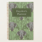 Het witte Lotus Majestic Elephants patroon Planner (Voorkant)