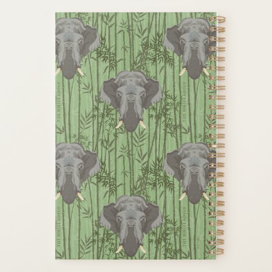 Het witte Lotus Majestic Elephants patroon Planner (Achterkant)