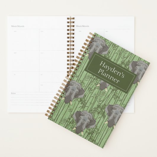 Het witte Lotus Majestic Elephants patroon Planner (Display)