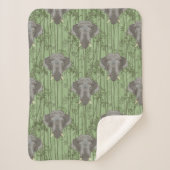 Het witte Lotus Majestic Elephants patroon Sherpa Deken (Voorkant)