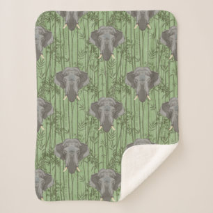 Het witte Lotus Majestic Elephants patroon Sherpa Deken