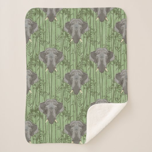 Het witte Lotus Majestic Elephants patroon Sherpa Deken (Voorkant)