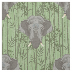 Het witte Lotus Majestic Elephants patroon Stof