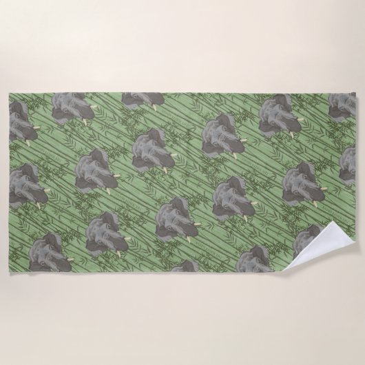 Het witte Lotus Majestic Elephants patroon Strandlaken (Voorkant)