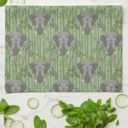 Het witte Lotus Majestic Elephants patroon Theedoek (Gevouwen)