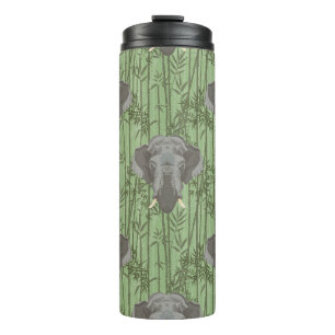 Het witte Lotus Majestic Elephants patroon Thermosbeker