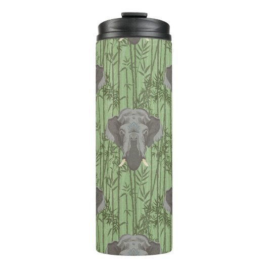Het witte Lotus Majestic Elephants patroon Thermosbeker (Voorkant)