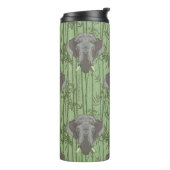 Het witte Lotus Majestic Elephants patroon Thermosbeker (Gedraaid links)