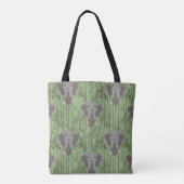 Het witte Lotus Majestic Elephants patroon Tote Bag (Achterkant)