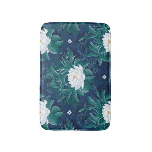 Het witte Lotus Midnight Lotus patroon Badmat (Voorkant Verticaal)