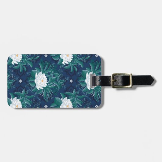 Het witte Lotus Midnight Lotus patroon Bagagelabel (Voorkant horizontaal)