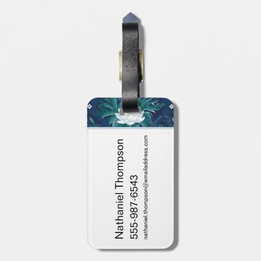 Het witte Lotus Midnight Lotus patroon Bagagelabel (Achterkant verticaal)