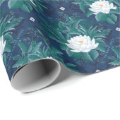 Het witte Lotus Midnight Lotus patroon Cadeaupapier (Rol Hoek)
