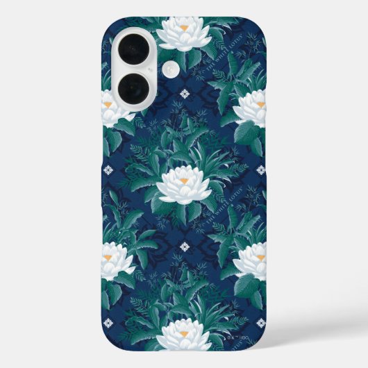 Het witte Lotus Midnight Lotus patroon Case-Mate iPhone Case (Achterkant)