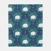 Het witte Lotus Midnight Lotus patroon Fleece Deken (Voorkant)