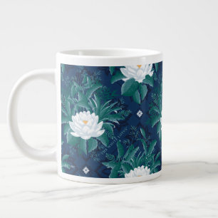 Het witte Lotus Midnight Lotus patroon Grote Koffiekop