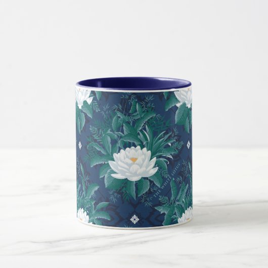 Het witte Lotus Midnight Lotus patroon Mok (Midden)