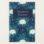 Het witte Lotus Midnight Lotus patroon Planner (Voorkant)
