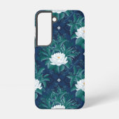 Het witte Lotus Midnight Lotus patroon Samsung Galaxy Hoesje (Achterkant)