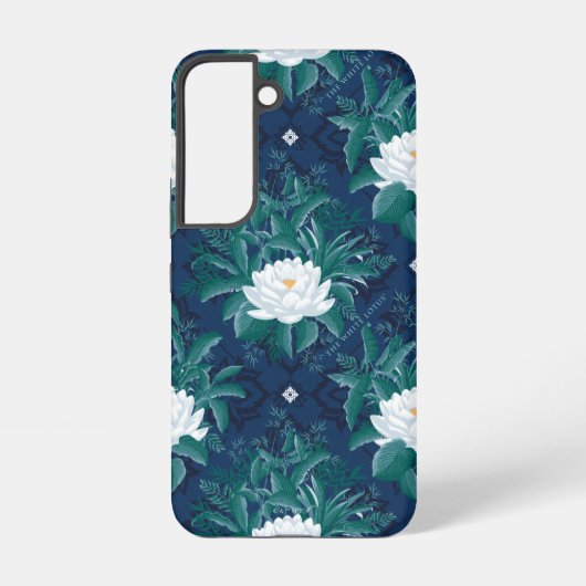Het witte Lotus Midnight Lotus patroon Samsung Galaxy Hoesje (Achterkant)