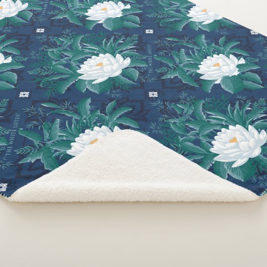 Het witte Lotus Midnight Lotus patroon Sherpa Deken (3/4)