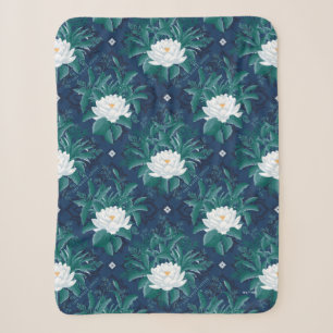 Het witte Lotus Midnight Lotus patroon Sherpa Deken