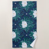 Het witte Lotus Midnight Lotus patroon Strandlaken (Voorkant)