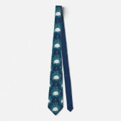 Het witte Lotus Midnight Lotus patroon Stropdas (Voorkant)
