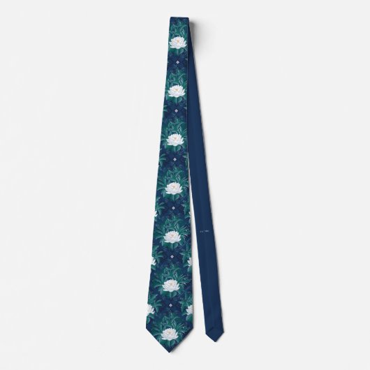 Het witte Lotus Midnight Lotus patroon Stropdas (Voorkant)