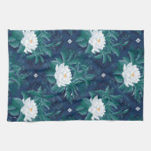 Het witte Lotus Midnight Lotus patroon Theedoek (Horizontaal)