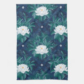 Het witte Lotus Midnight Lotus patroon Theedoek (Verticaal)