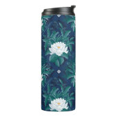 Het witte Lotus Midnight Lotus patroon Thermosbeker (Gedraaid links)