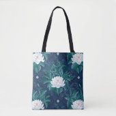 Het witte Lotus Midnight Lotus patroon Tote Bag (Voorkant)