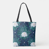Het witte Lotus Midnight Lotus patroon Tote Bag (Achterkant)