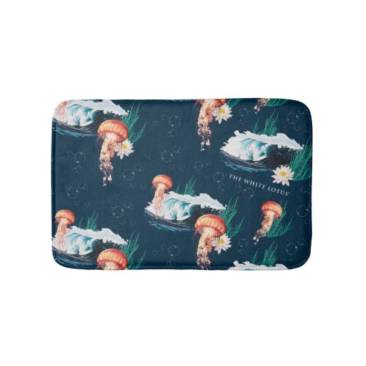 Het witte Lotus Ocean Jellyfish patroon Badmat (Voorkant)