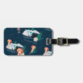 Het witte Lotus Ocean Jellyfish patroon Bagagelabel (Voorkant horizontaal)