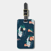 Het witte Lotus Ocean Jellyfish patroon Bagagelabel (Voorkant verticaal)