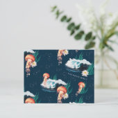 Het witte Lotus Ocean Jellyfish patroon Briefkaart (Staand voorkant)