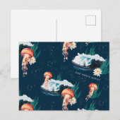 Het witte Lotus Ocean Jellyfish patroon Briefkaart (Voorkant / Achterkant)
